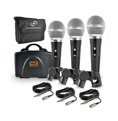 Pyle Dynamic Microphone Kit with 3 Handheld Mics, Xlr Cables & Pop Filters