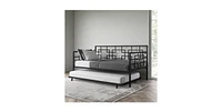 Slickblue Metal Daybed Frame with Pull-Out Trundle Bed for Extra Sleeping Space