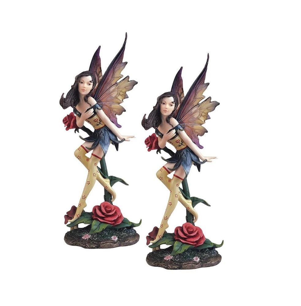 Fc Design "2-pc Set" 10"H Blue/Yellow Fairy with Roses and Clear Wings Figurine Statue Ornament Home Room Office Decor and Perfect Ideas for Housewarm