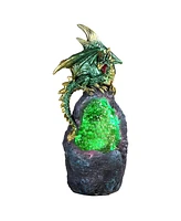 Fc Design "2-pc Set" 6.75"H Green Dragon with Led Green Faux Crystal Stone Figurine Statue Ornament Home Room Office Decor and Perfect Ideas for House