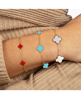 The Lovery Mini Coral Clover Bracelet 14K Gold