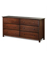 Slickblue Farmhouse Solid Pine Wood 6-Drawer Dresser for Bedroom Storage and Rustic Style