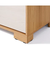 LuxenHome Natural and White 40.9-Inch Tall 4-Drawer Chest