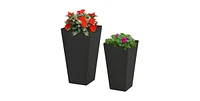 Slickblue Set of 2 Modern Lightweight Outdoor Patio Flower Pot Tall Planter Box