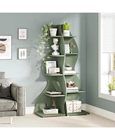 Tribesigns Corner Shelf, Modern 5-Tier Wall Bookshelf, Stylish Small Bookcase Storage Rack Plant Stand with Unique Shape for Living Room