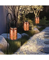 LAGarden Mushroom Solar Lantern with Shepherds Hooks Outdoor Hanging Decor Light Christmas Gifts Yard Patio Porch 6Pack