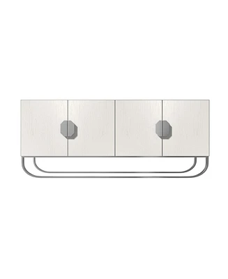 Boyel Living 4-Door Buffet Cabinet with U-Shaped Stainless Steel Legs