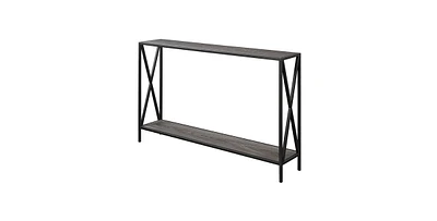 Slickblue Weathered Wood Console Sofa Table with Bottom Shelf and Metal Frame