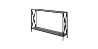 Slickblue Weathered Wood Console Sofa Table with Bottom Shelf and Metal Frame