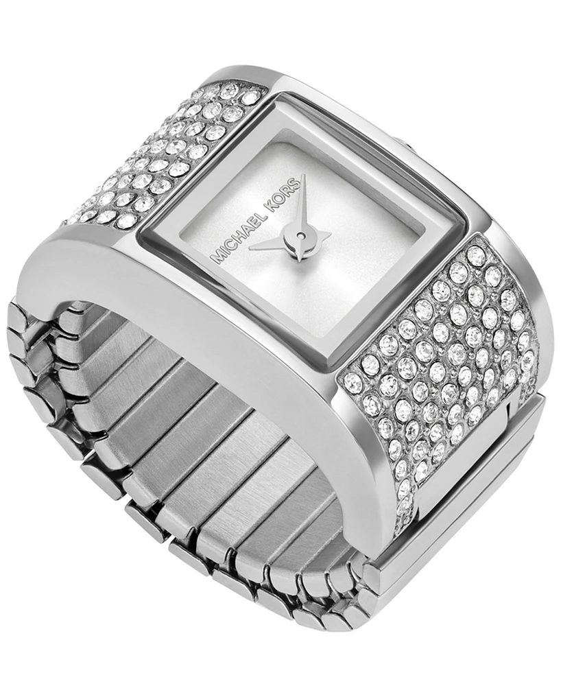 Michael Kors Women's Darrington Two-Hand Silver-Tone Stainless Steel Ring Watch, 13mm