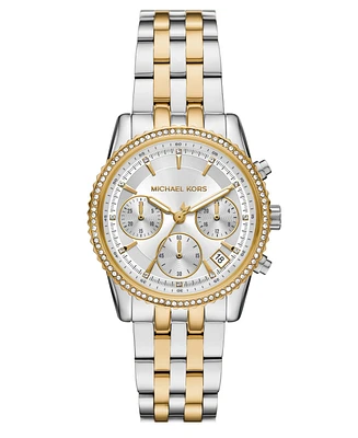 Michael Kors Women's Mini Ritz Chronograph Two-Tone Stainless Steel Watch, 35mm