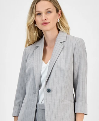 Kasper Women's Pinstriped One-Button Blazer, Regular and Petite Sizes