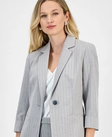 Kasper Women's Pinstriped One-Button Blazer, Regular and Petite Sizes