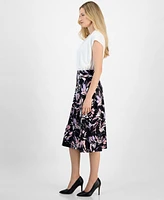 Kasper Women's Flared Floral-Print Midi Skirt