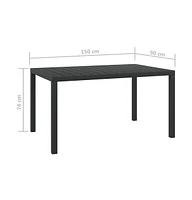 vidaXL Patio Table Black 59.1"x35.4"x29.1" Aluminum and Wpc