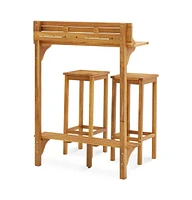 vidaXL 3 Piece Balcony Bar Set Solid Acacia Wood
