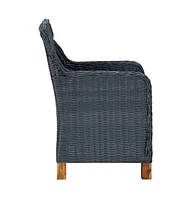 Patio Chairs with Cushions 2 pcs Poly Rattan Dark Gray