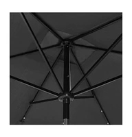 vidaXL Garden Parasol with LEDs and Steel Pole Anthracite 6.6'x9.8'