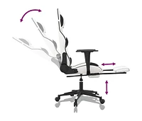 Massage Gaming Chair with Footrest White&Black Faux Leather