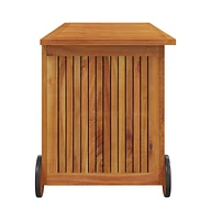 vidaXL Patio Storage Box with Wheels 44.5"x19.7"x22.8" Solid Wood Acacia
