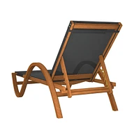 vidaXL Sun Lounger with Pillow Textilene and Solid Wood Poplar