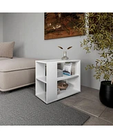 Fm Furniture Rio Verde Side Table in Melamine with Open Storage, White