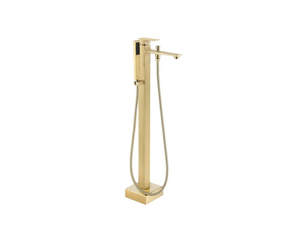 Casainc Freestanding Single Handle Floor Mounted Roman Tub Faucet Bathtub Filler with Hand Shower