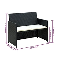 vidaXL Piece Patio Lounge Set with Cushions Poly Rattan