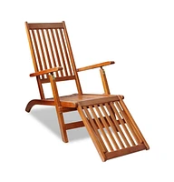 vidaXL Patio Deck Chair with Footrest Solid Acacia Wood