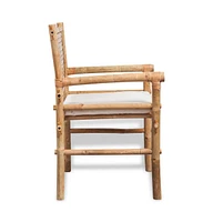 vidaXL 3 Piece Bistro Set with Cushions Bamboo