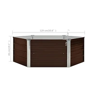 vidaXL Raised Garden Bed Brown 50.8"x50.8"x18.1" Galvanized Steel