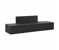 Sun Bed with Cushions Poly Rattan Black
