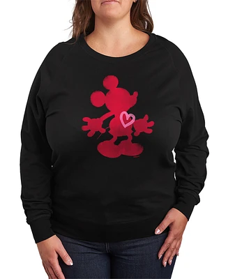 Hybrid Apparel Plus Disney Mickey Valentines Day Heart Graphic Crew Neck Top