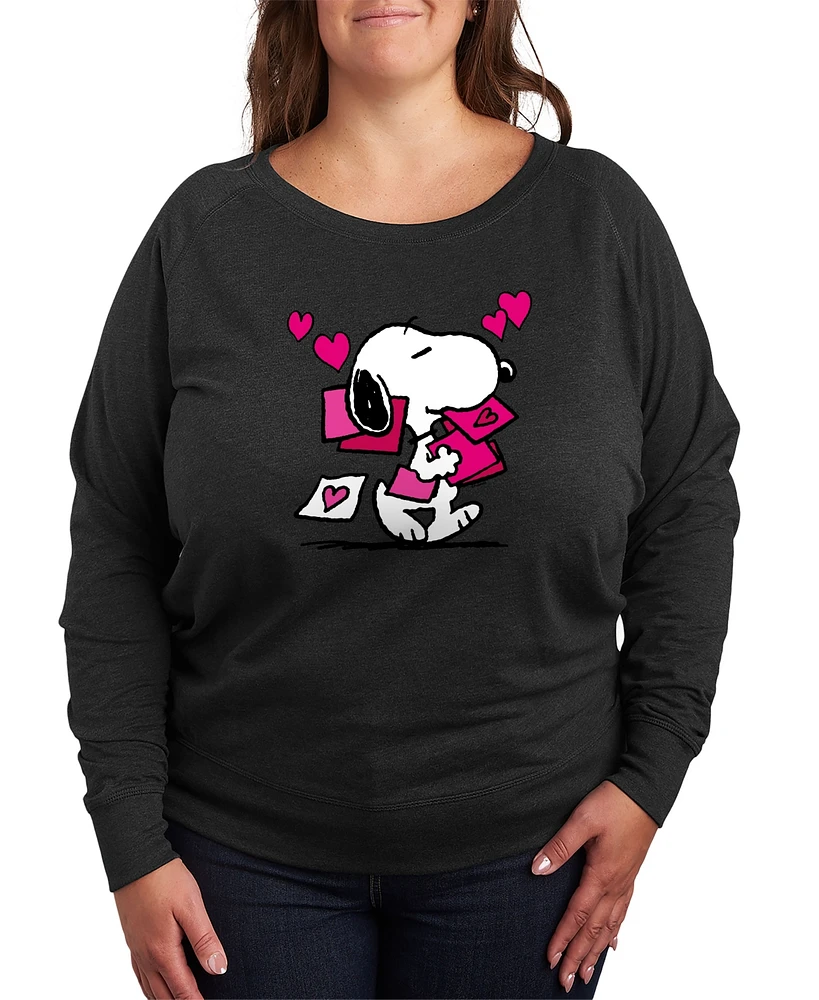 Hybrid Apparel Plus Peanuts Snoopy Valentines Day Graphic Crew Neck Top