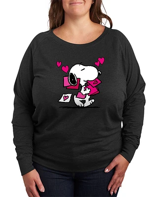 Hybrid Apparel Plus Peanuts Snoopy Valentines Day Graphic Crew Neck Top