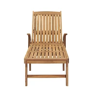 vidaXL Sun Lounger with Table Solid Teak Wood