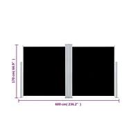 Patio Retractable Double Side Awning 66.9"x236.2" Black