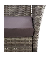 Patio Chairs 2 pcs with Cushions Poly Rattan Gray