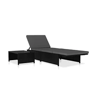 vidaXL Reclining Patio Chairs 2 pcs with Table Poly Rattan