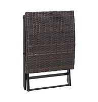 vidaXL Folding Stool Poly Rattan Brown