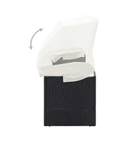 vidaXL Patio Sofa with Canopy Black Poly Rattan