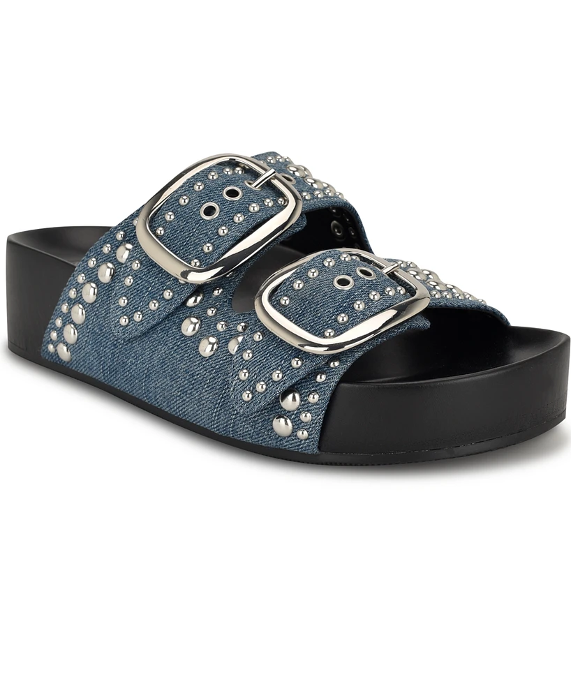 Nine West Women's Flinne Studded Double Buckle Sandals