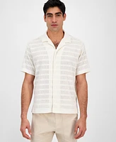 Sun + Stone Men's Andre Knit Tonal Stripe Camp Shirt, Exclusively at Macy's