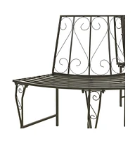 Patio Half Round Tree Bench 63" Steel