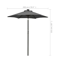 vidaXL Garden Parasol with Led Lights Anthracite 78.7"x83.1" Aluminum