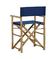 vidaXL Folding Director's Chairs 2 pcs Blue Bamboo and Fabric