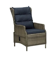 Reclining Patio Chair with Footstool Poly Rattan Brown