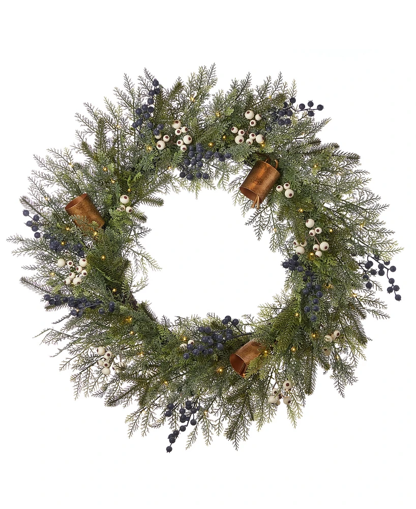 Seasonal 30" Pre-Lit Mixed Mica Foliage Wreath