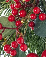 Seasonal 9" Pre-Lit Magnolia Leaf, Eucalyptus and Berry Garland