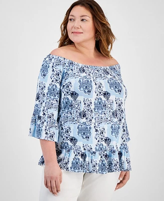 Style & Co Plus Printed Convertible Top